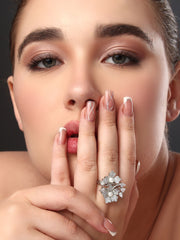 Half Floral Pearl Embellished Ring