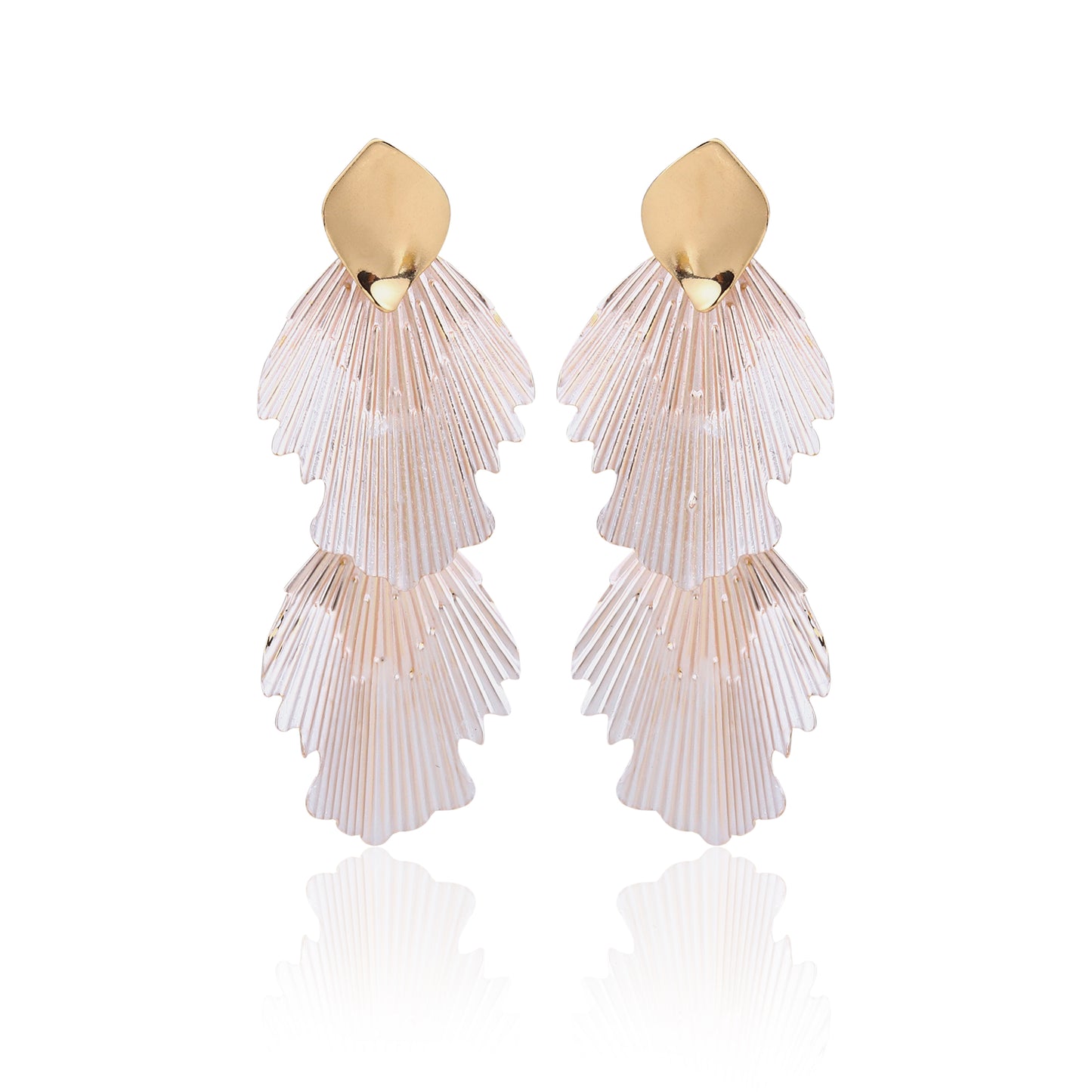 Blush Pink Petal Wave Drop Earrings