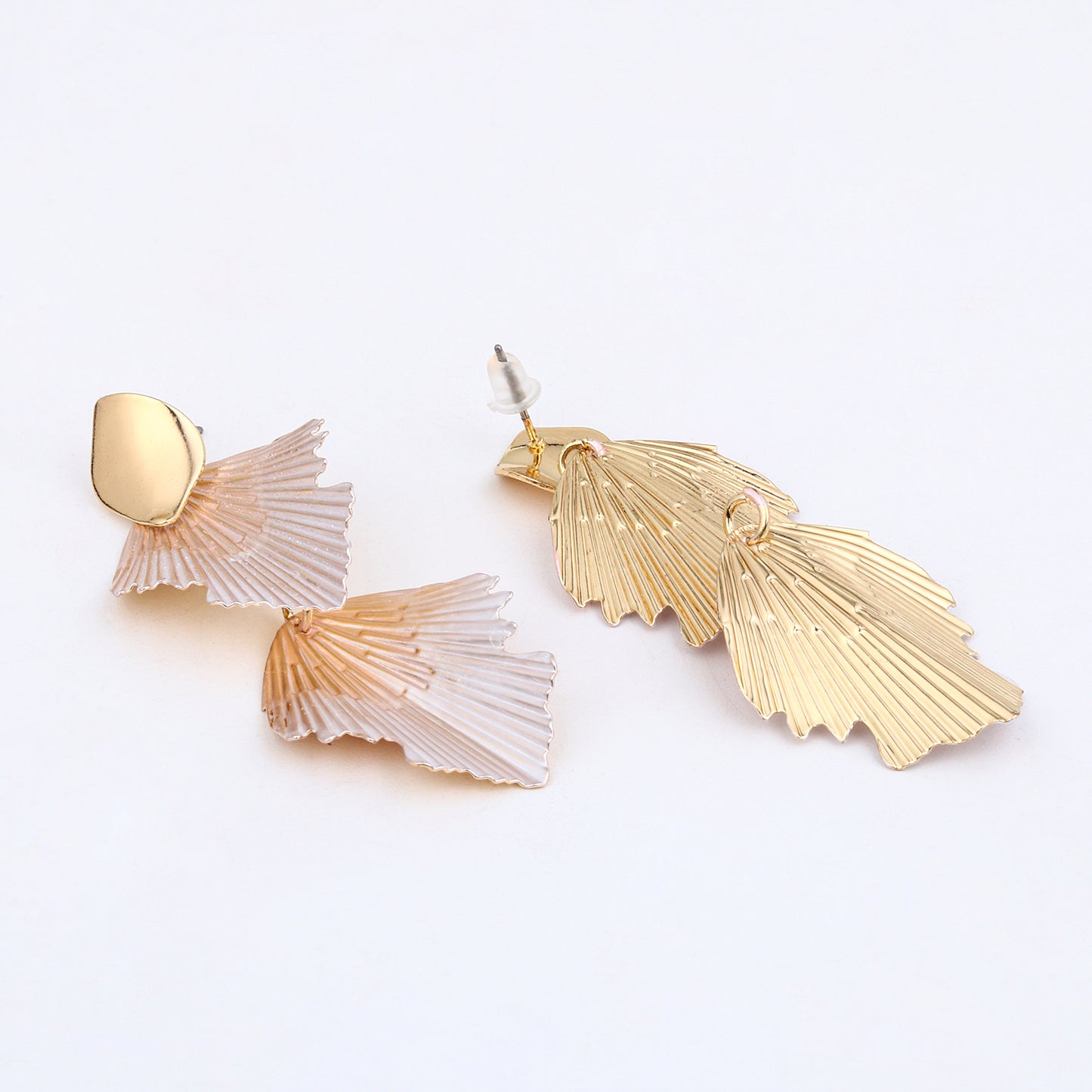 Blush Pink Petal Wave Drop Earrings