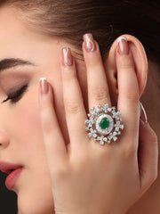 Snowflake Emerald Ring