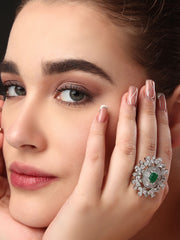 Snowflake Emerald Ring