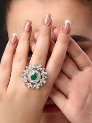 Snowflake Emerald Ring