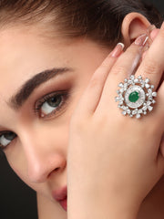 Snowflake Emerald Ring