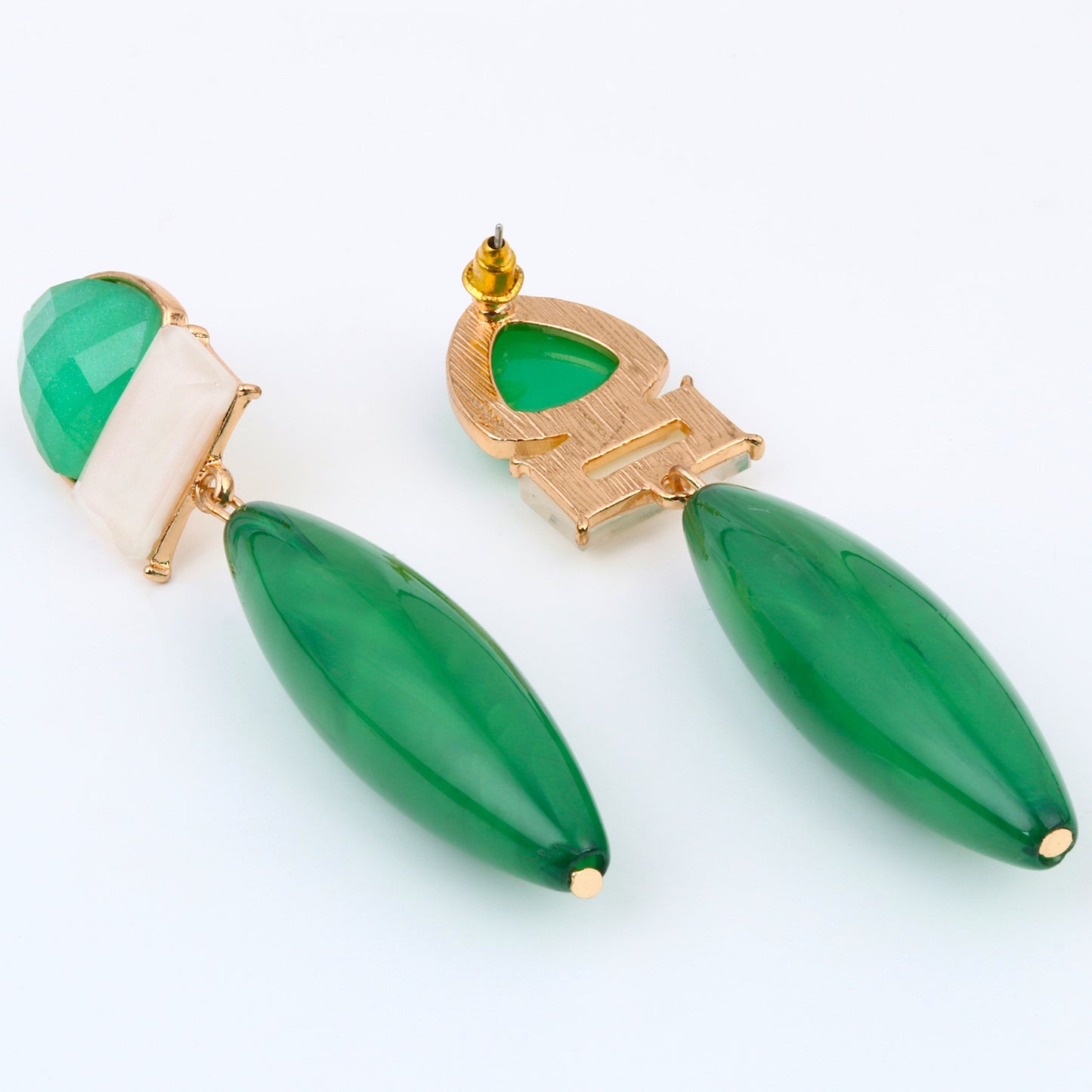 Green Trio Gem Drop Earrings