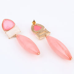 Pink Trio Gem Drop Earrings