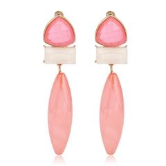 Pink Trio Gem Drop Earrings