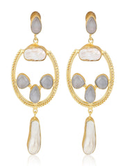 Statement Hoop & Pearl Pink Earrings