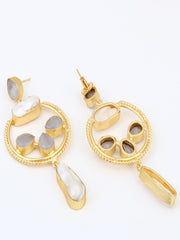 Statement Hoop & Pearl Pink Earrings