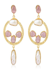 Statement Hoop & Pearl White Earrings