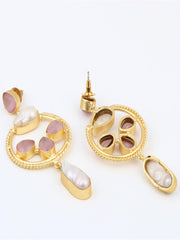 Statement Hoop & Pearl White Earrings