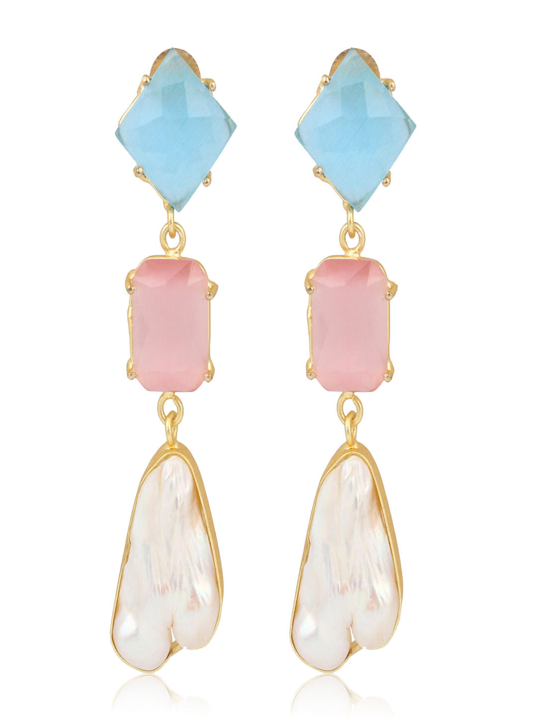 Gemstone & Pearl Drop Earrings