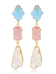 Gemstone & Pearl Drop Earrings