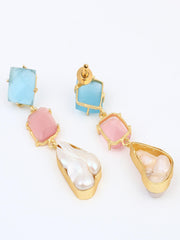 Gemstone & Pearl Drop Earrings