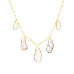 Golden Baroque Pearl Cascade Necklace