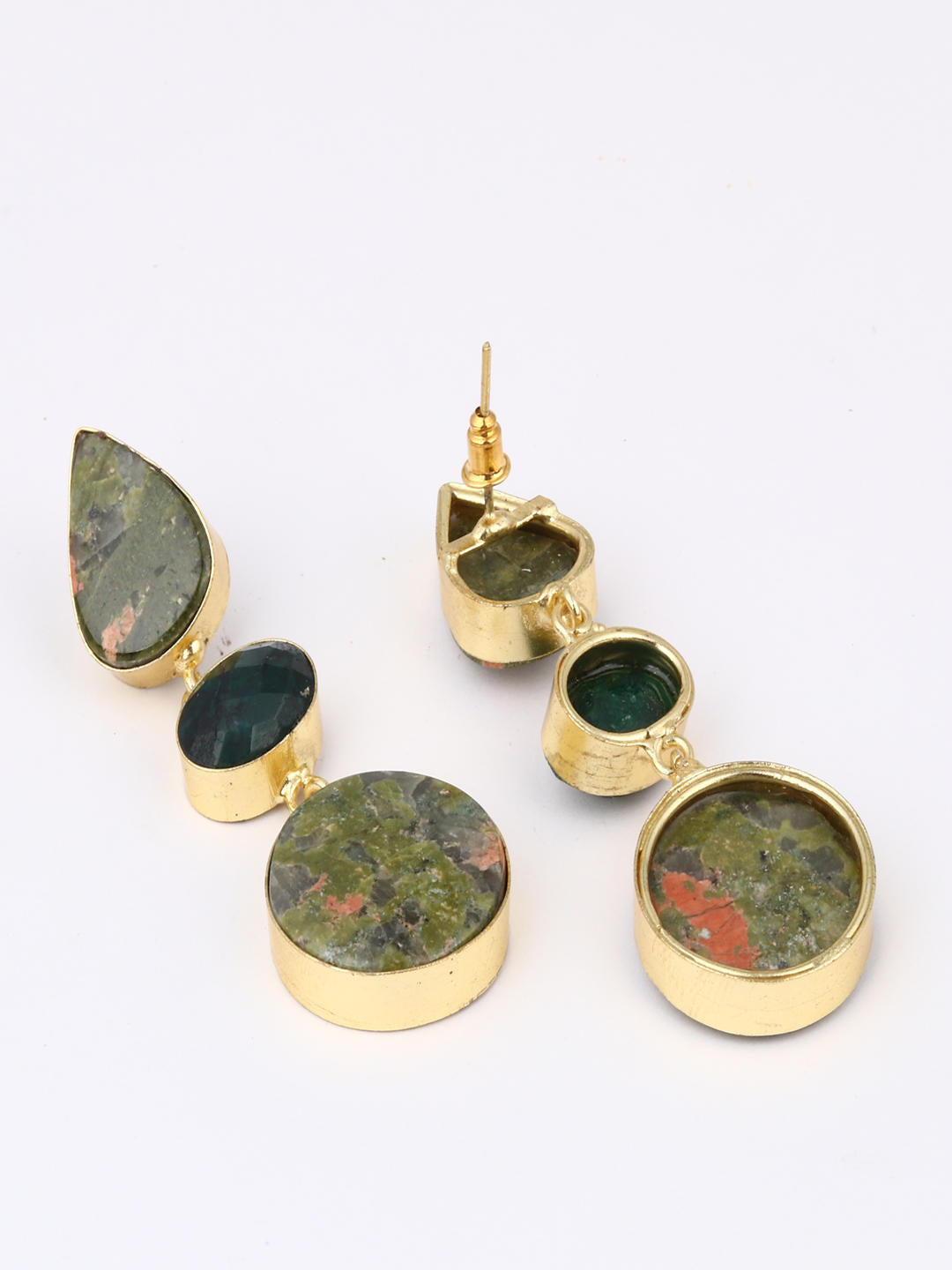 Forest Mist Green Stone Earrings
