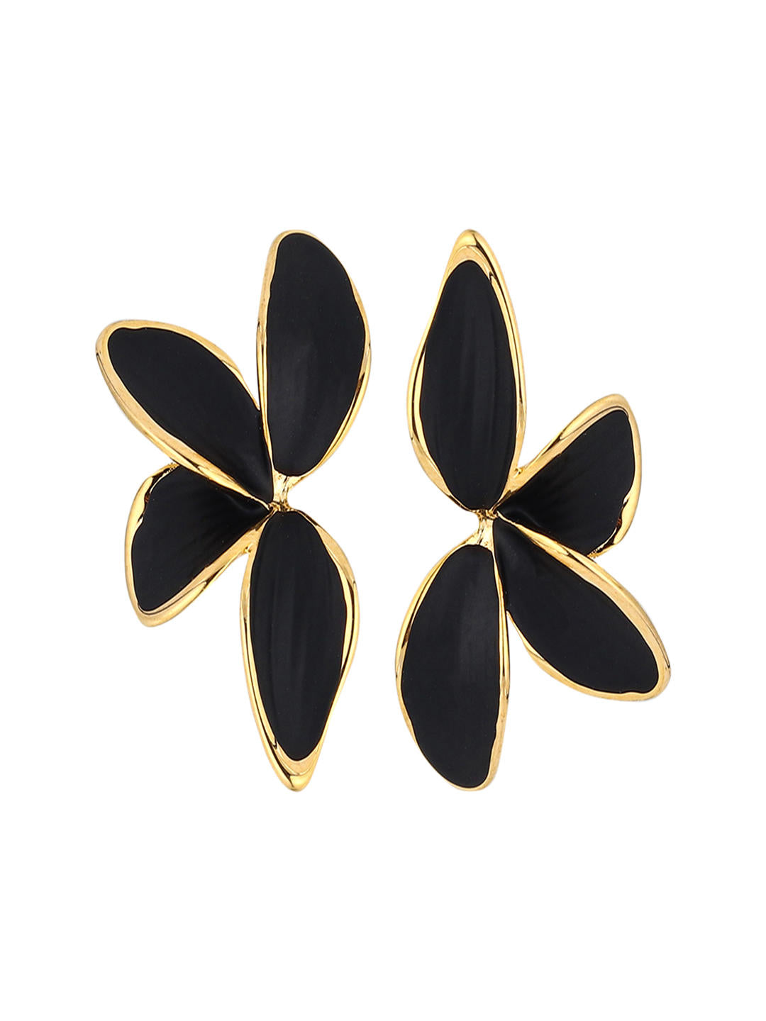 Classic Black Petal Stud Earrings