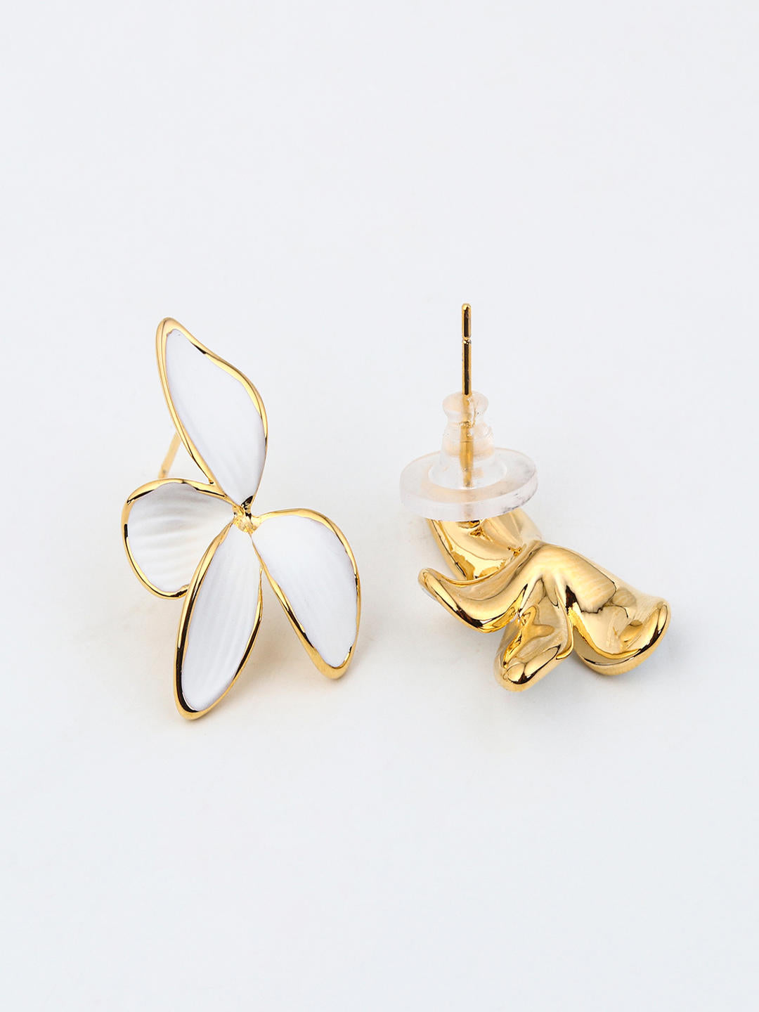 Classic White Petal Stud Earrings