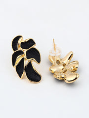 Black Petal 18K Gold Plated Earrings