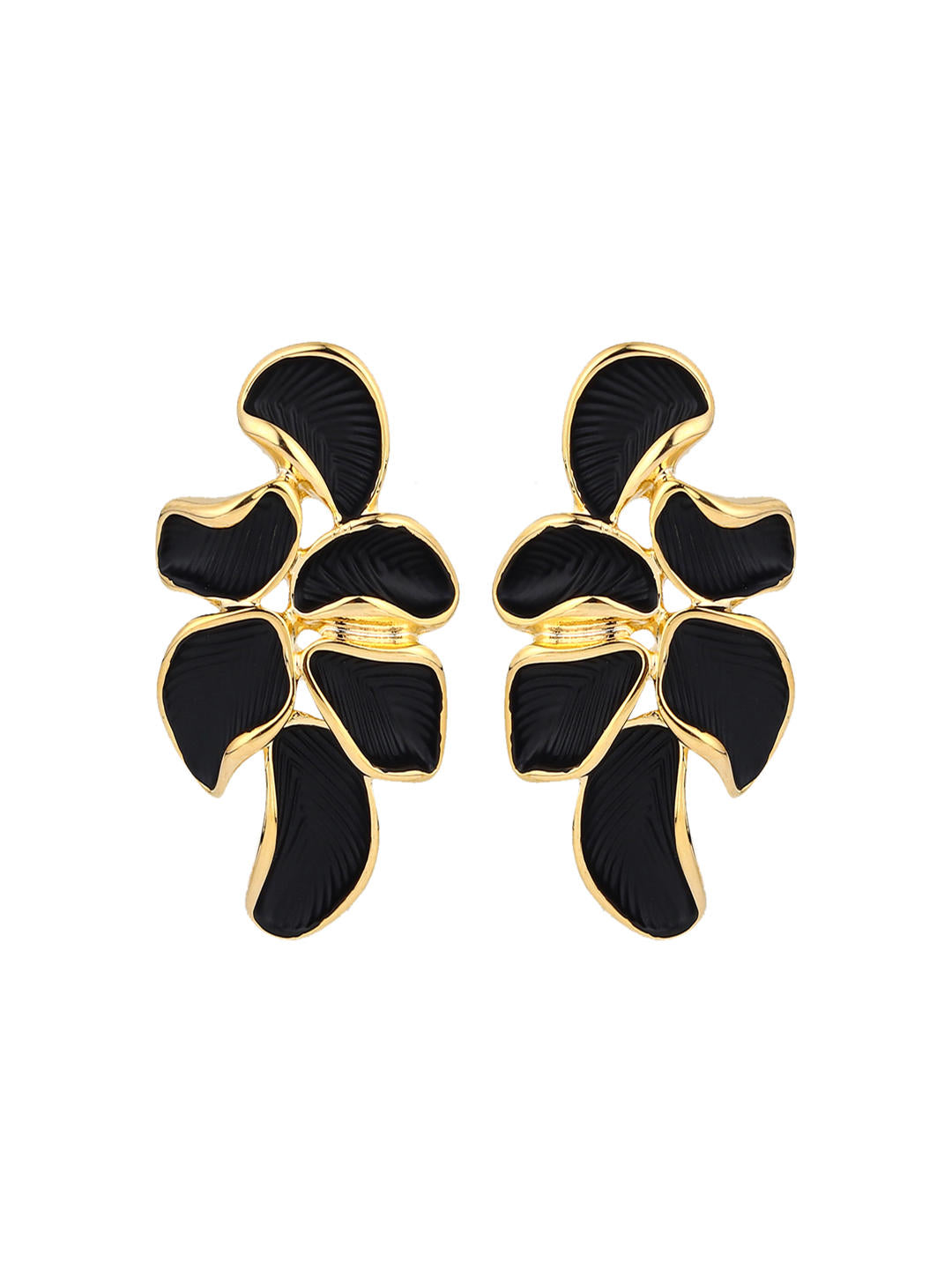 Black Petal 18K Gold Plated Earrings