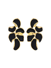 Black Petal 18K Gold Plated Earrings