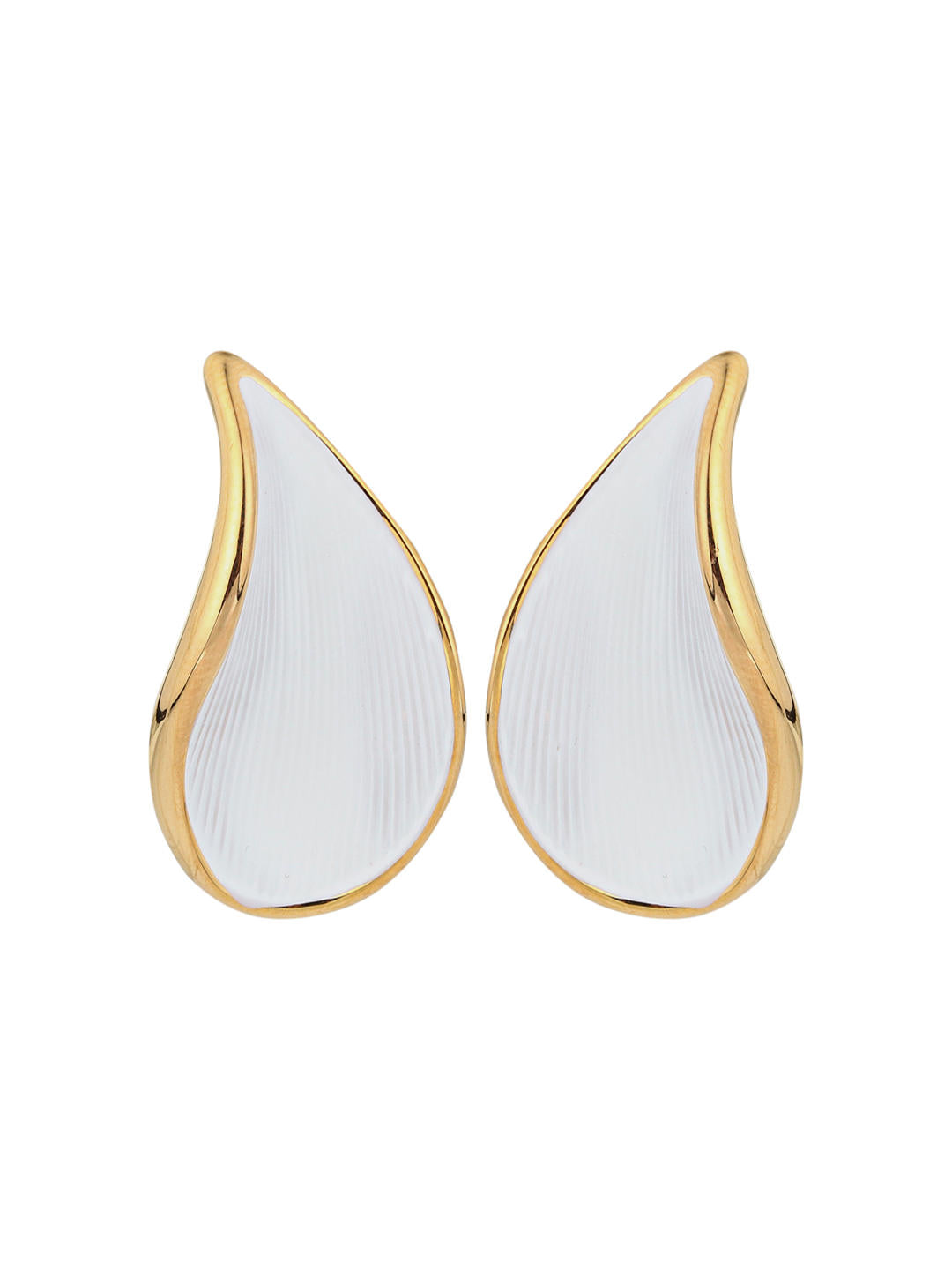 Elegant White Teardrop Wave Earrings