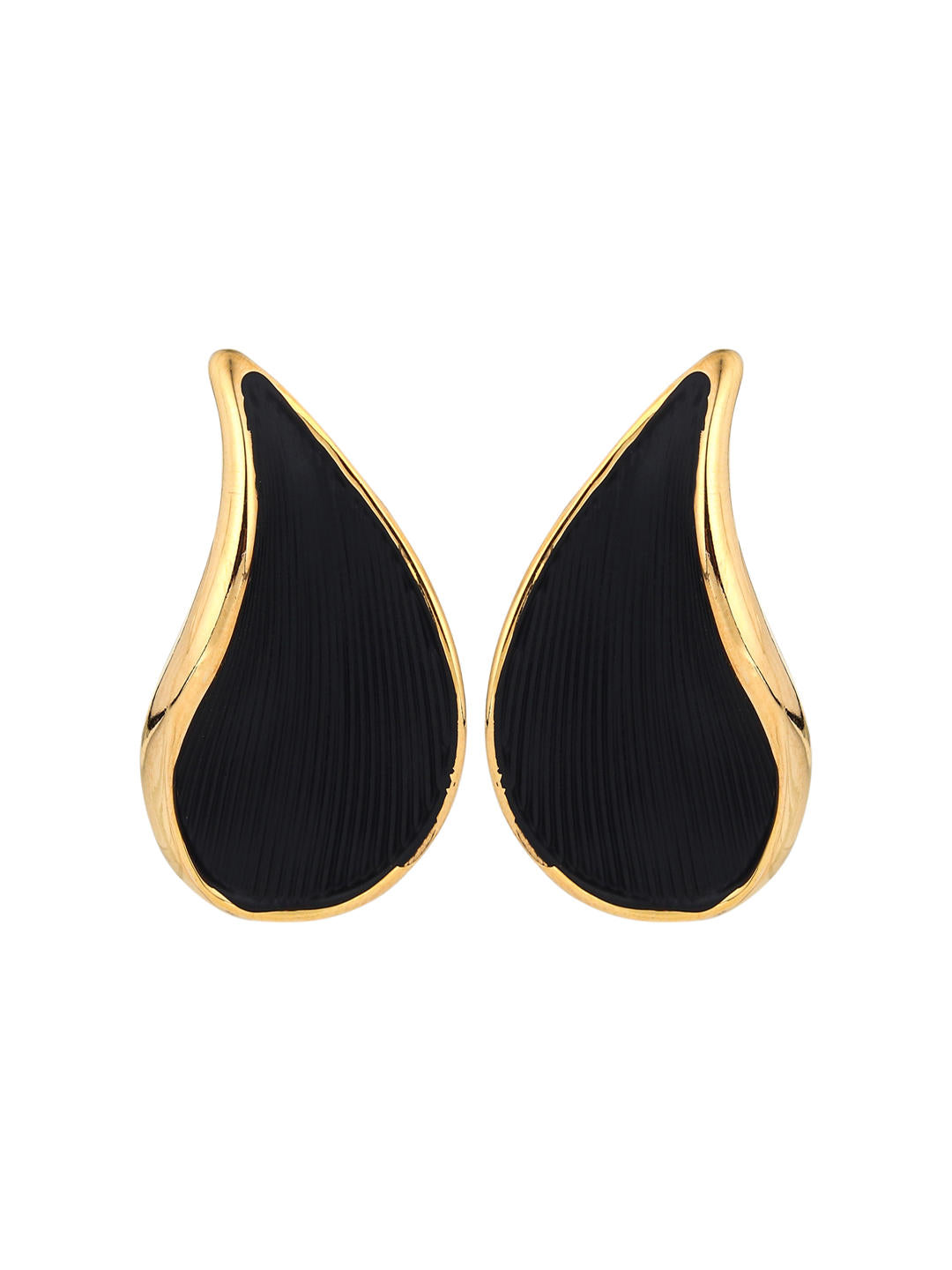 Elegant Black Teardrop Wave Earrings