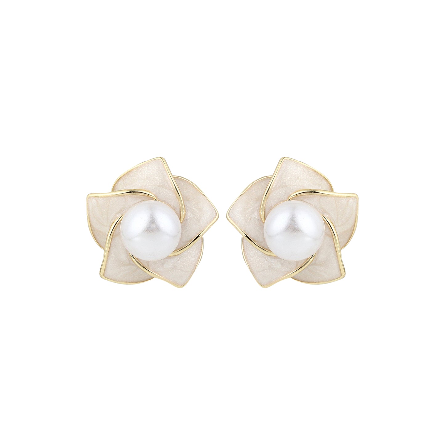 18k Gold Plated Pearl Petal Studs