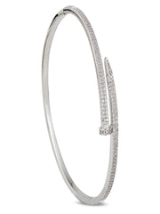 Luxe Silver Nail-Tip Sparkle Bangle