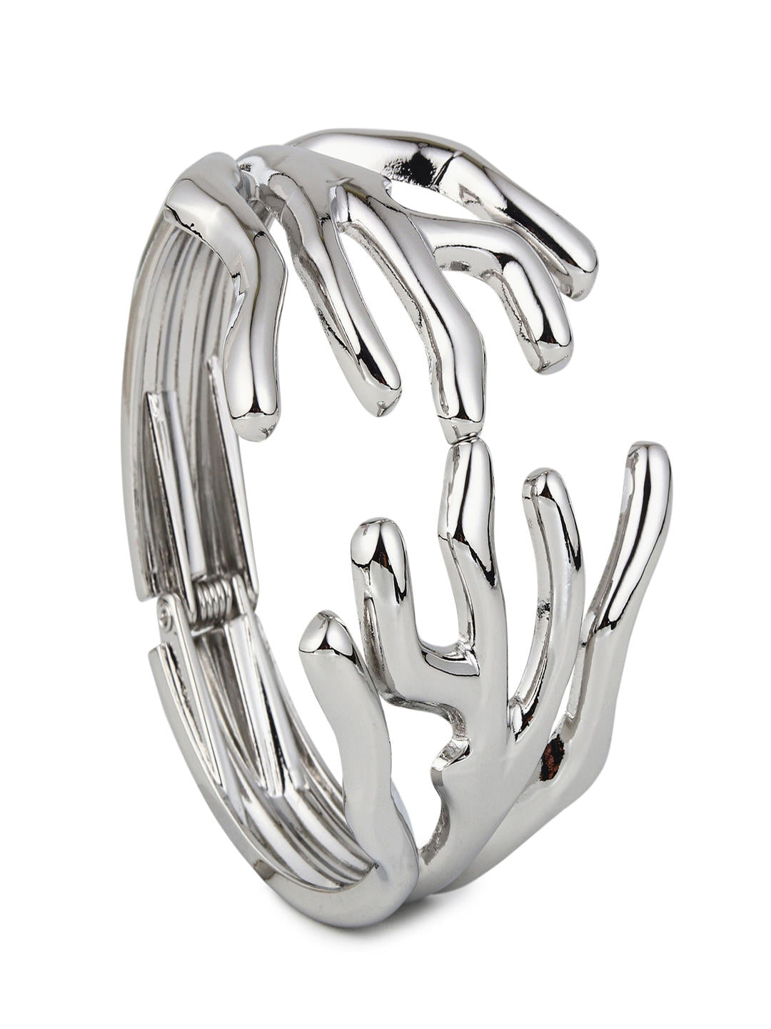 Coral Crest Sculpt Bangle – Silver