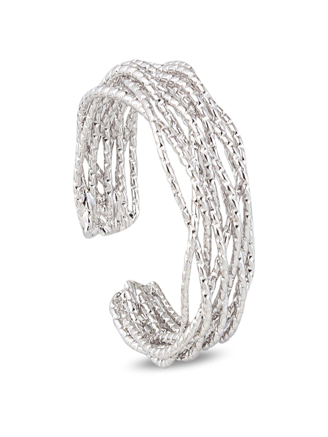 Rhodium Palted Luna Mesh Open Ring