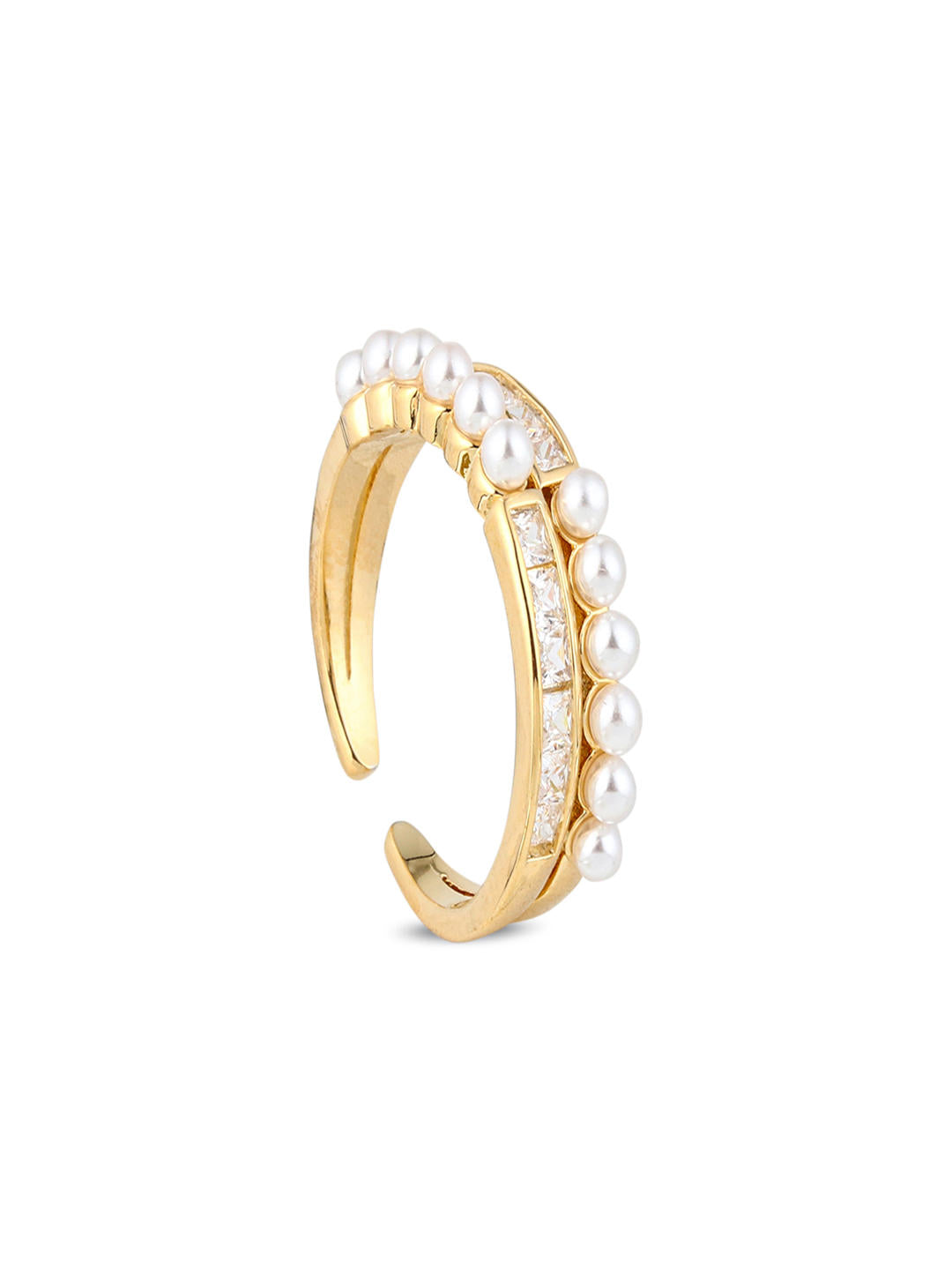 Golden Pearl Crest Adjustable Ring