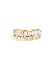 Golden Pearl Crest Adjustable Ring