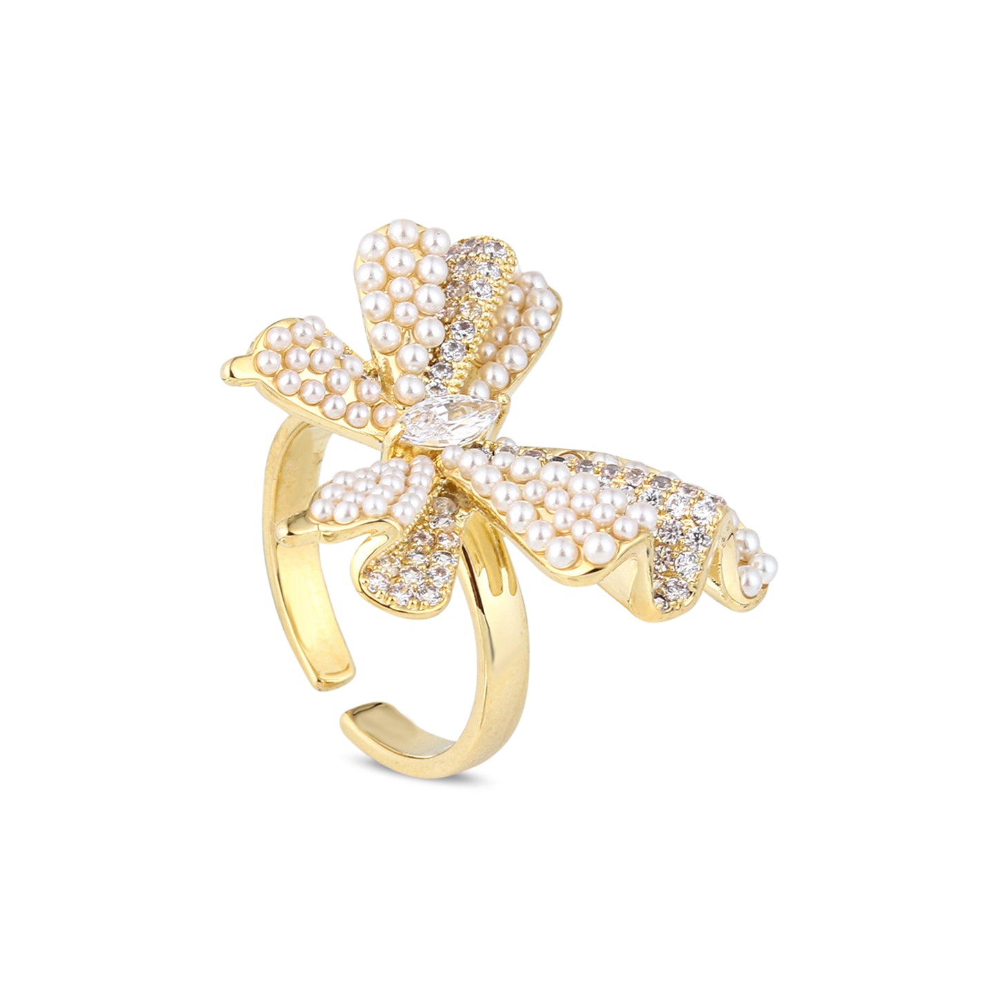 Golden Couture Bow Statement Ring