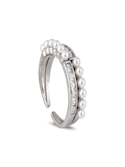 Silver Pearl Crest Adjustable Ring