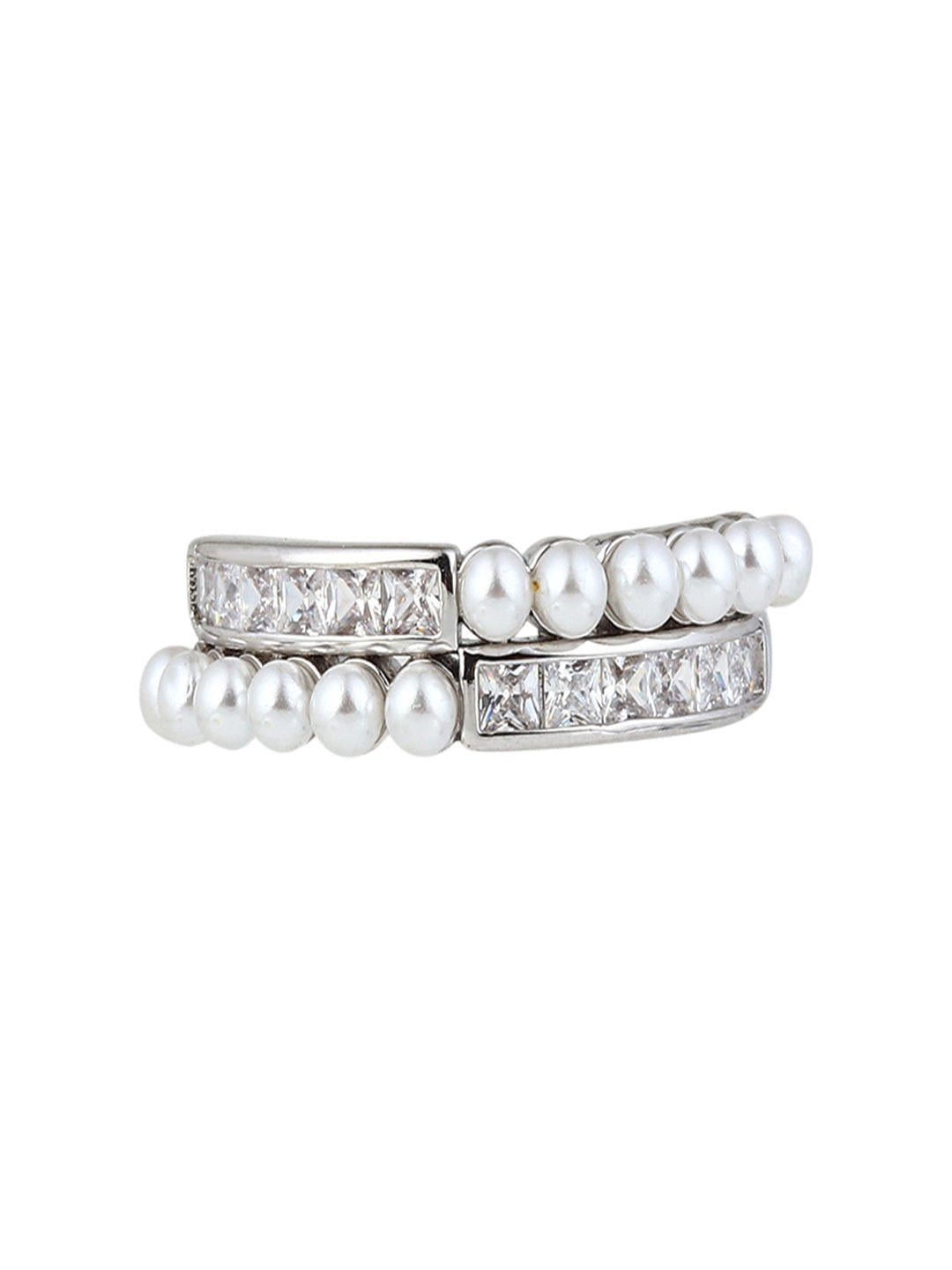 Silver Pearl Crest Adjustable Ring