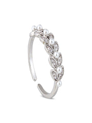 Crystal Petal Crown Ring – Silver