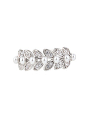 Crystal Petal Crown Ring – Silver