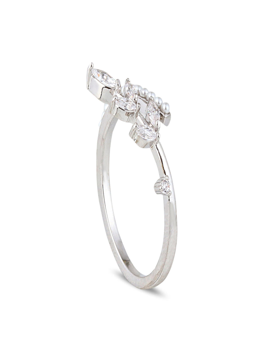 Dewdrop Vine Adjustable Ring – Silver