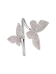 Silver Twin Butterflies Sparkle Ring