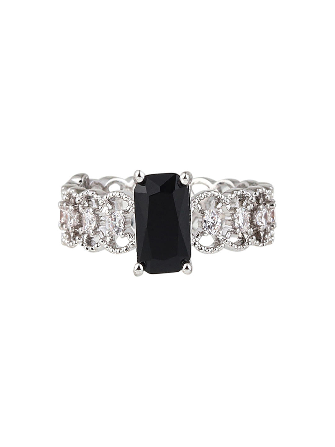 Midnight Solitaire Luxe Ring – Silver