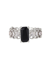 Midnight Solitaire Luxe Ring – Silver