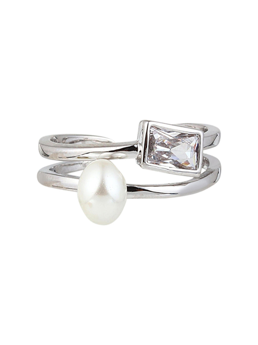 Pearl Prism Adjustable Ring – Rhodium Plated