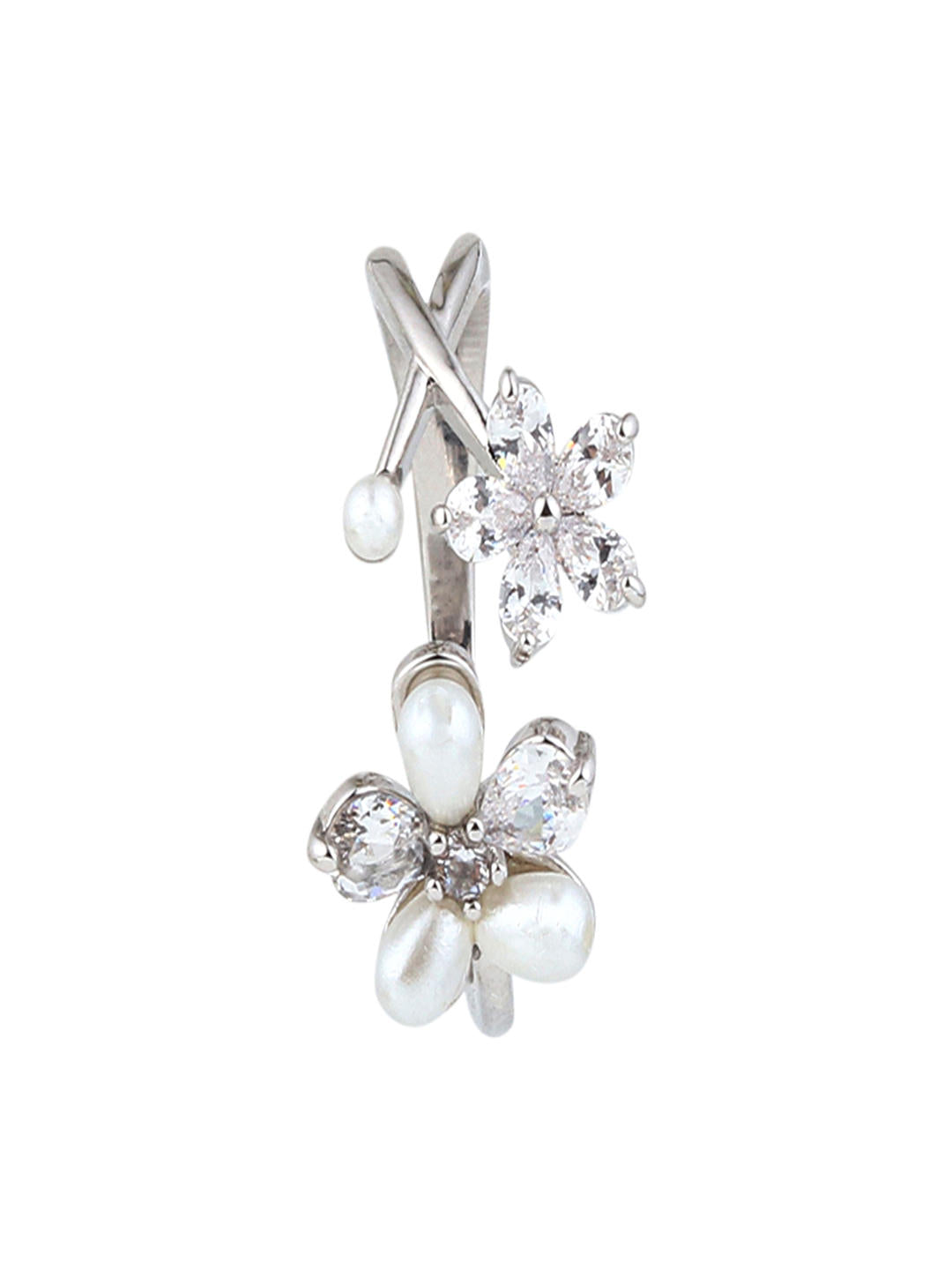 Blossom Duo Pearl Ring – Silver