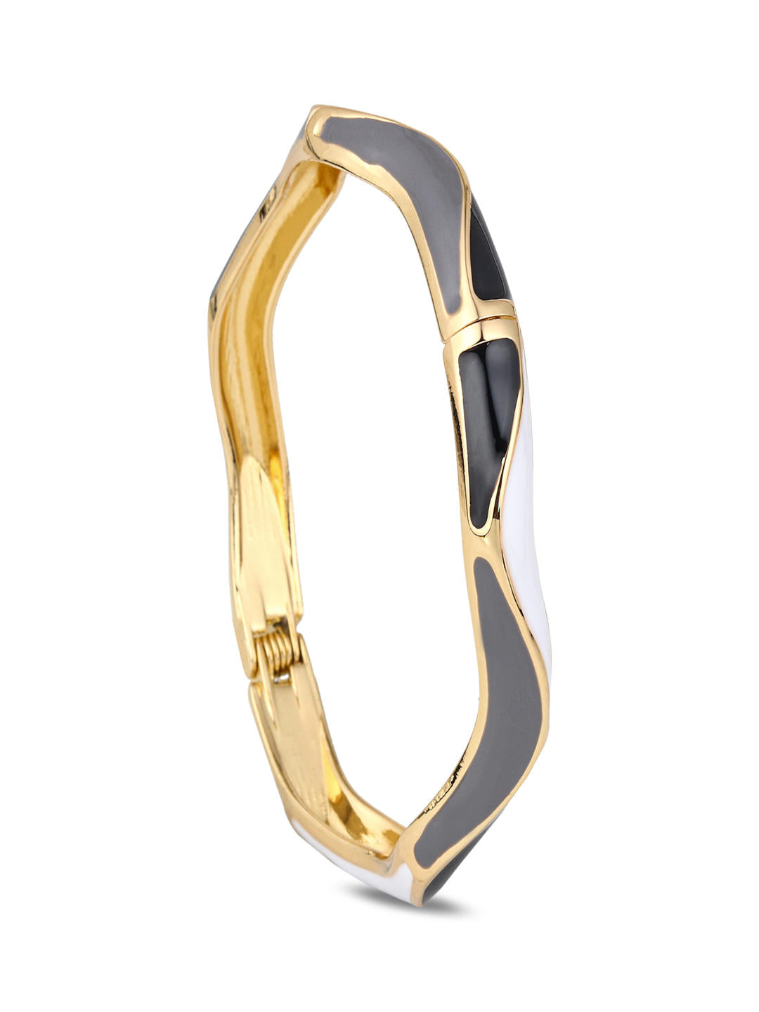 Enamel Ripple Wave Bangle – Black & White