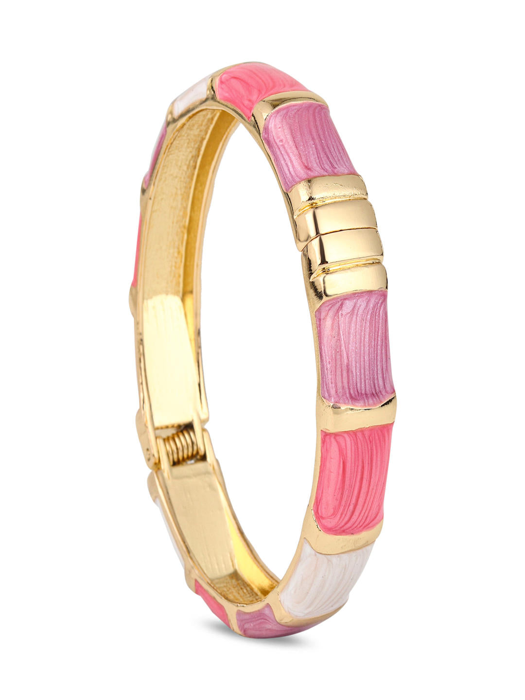 Enamel Voyage Colorblock Bangle – Pink