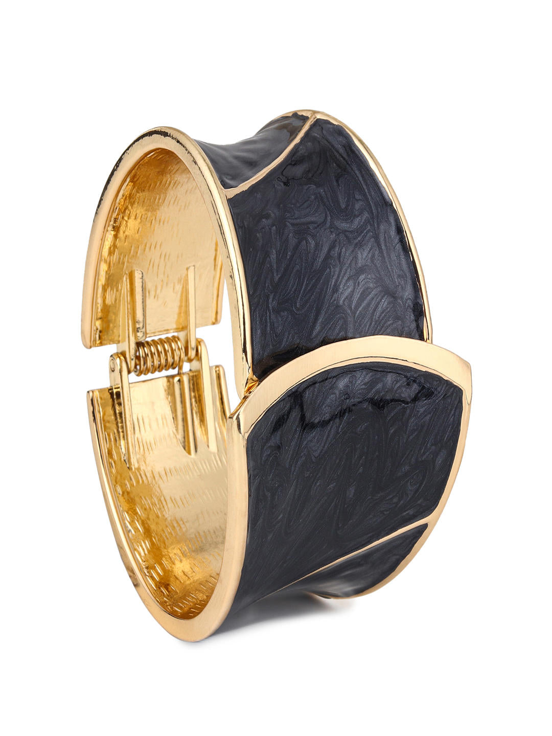 Enamel Monarch Statement Cuff – Black