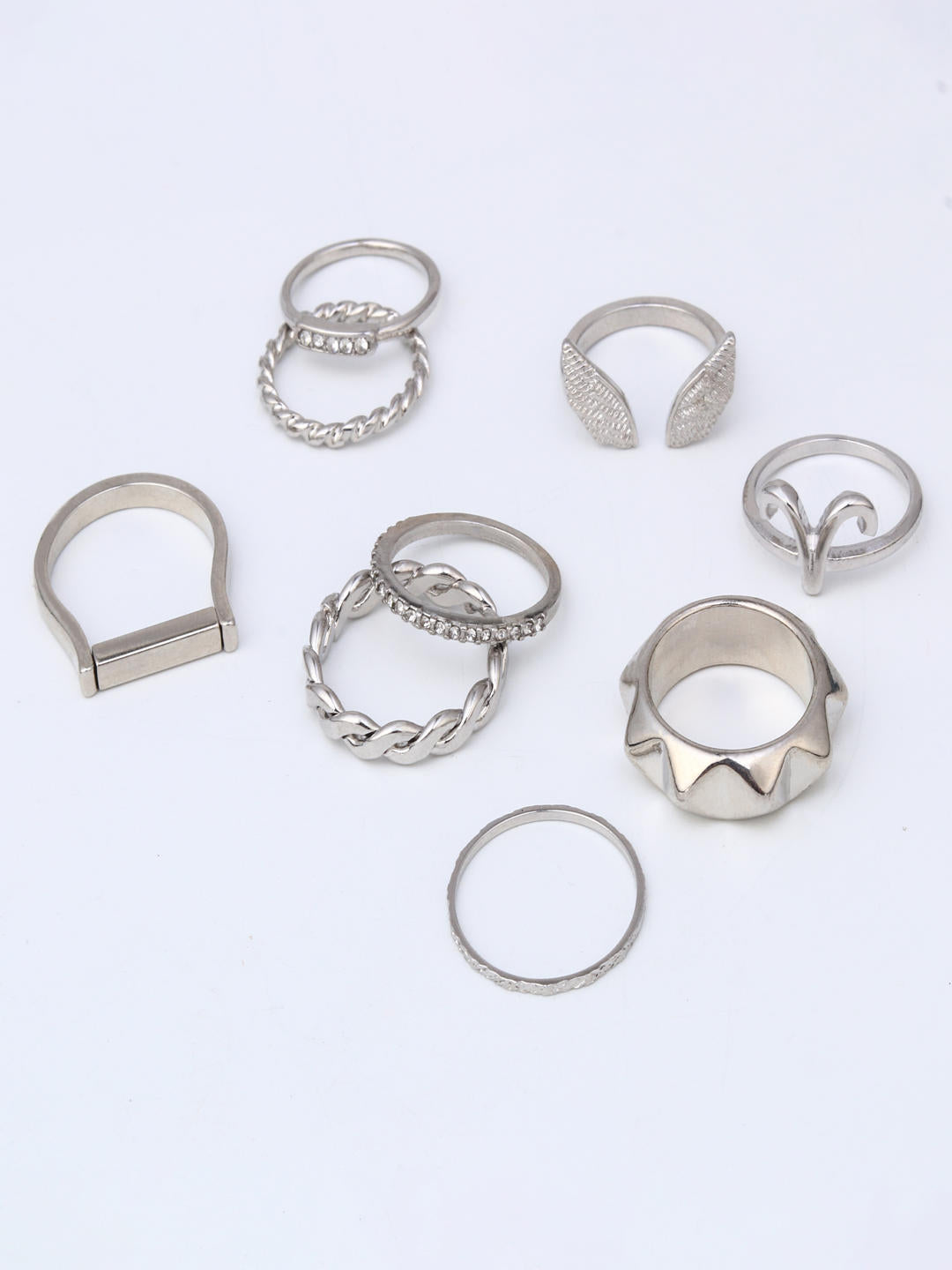 Silver Sculpt Adjustable Stack Ring Set