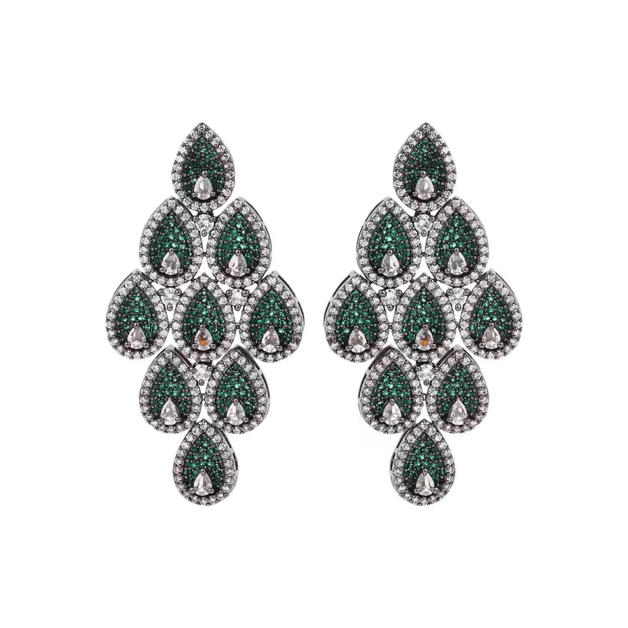Silver Green Glimmering Earring