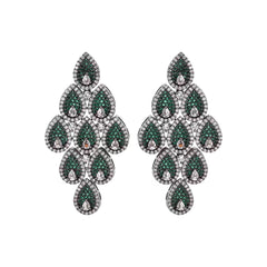 Silver Green Glimmering Earring