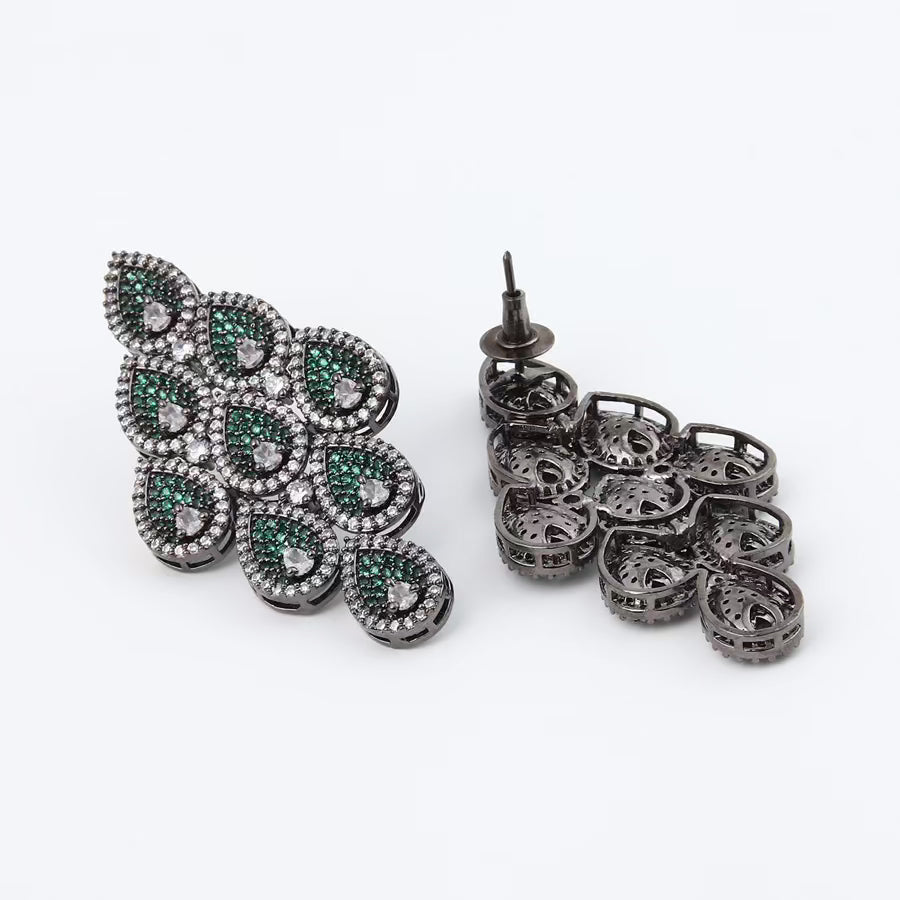 Silver Green Glimmering Earring